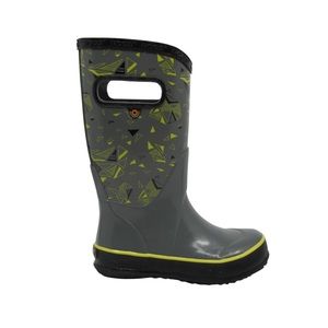 BOGS gray yellow boys rain boots tri-greo Youth 4